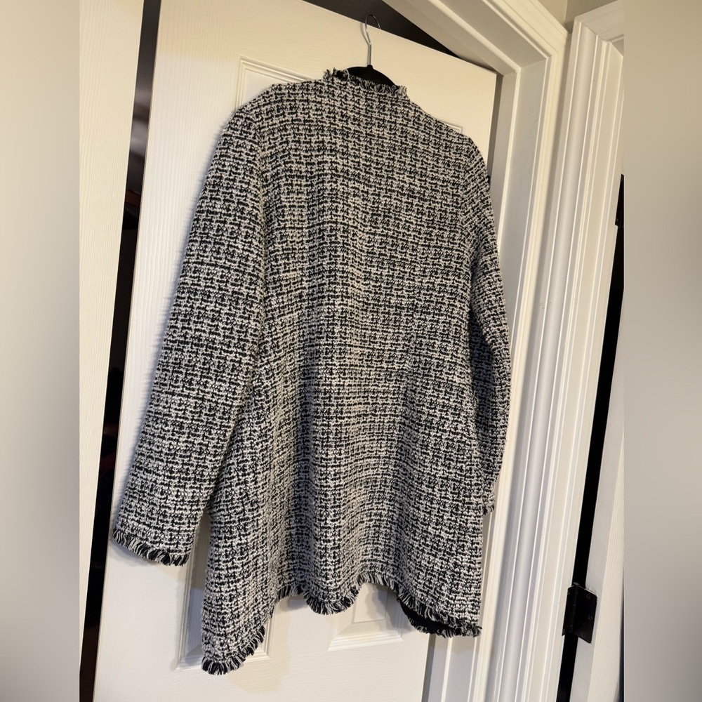 Laundry By Shelli Segal Women Black Tweed Raw Cardigan - Picture 6 of 6